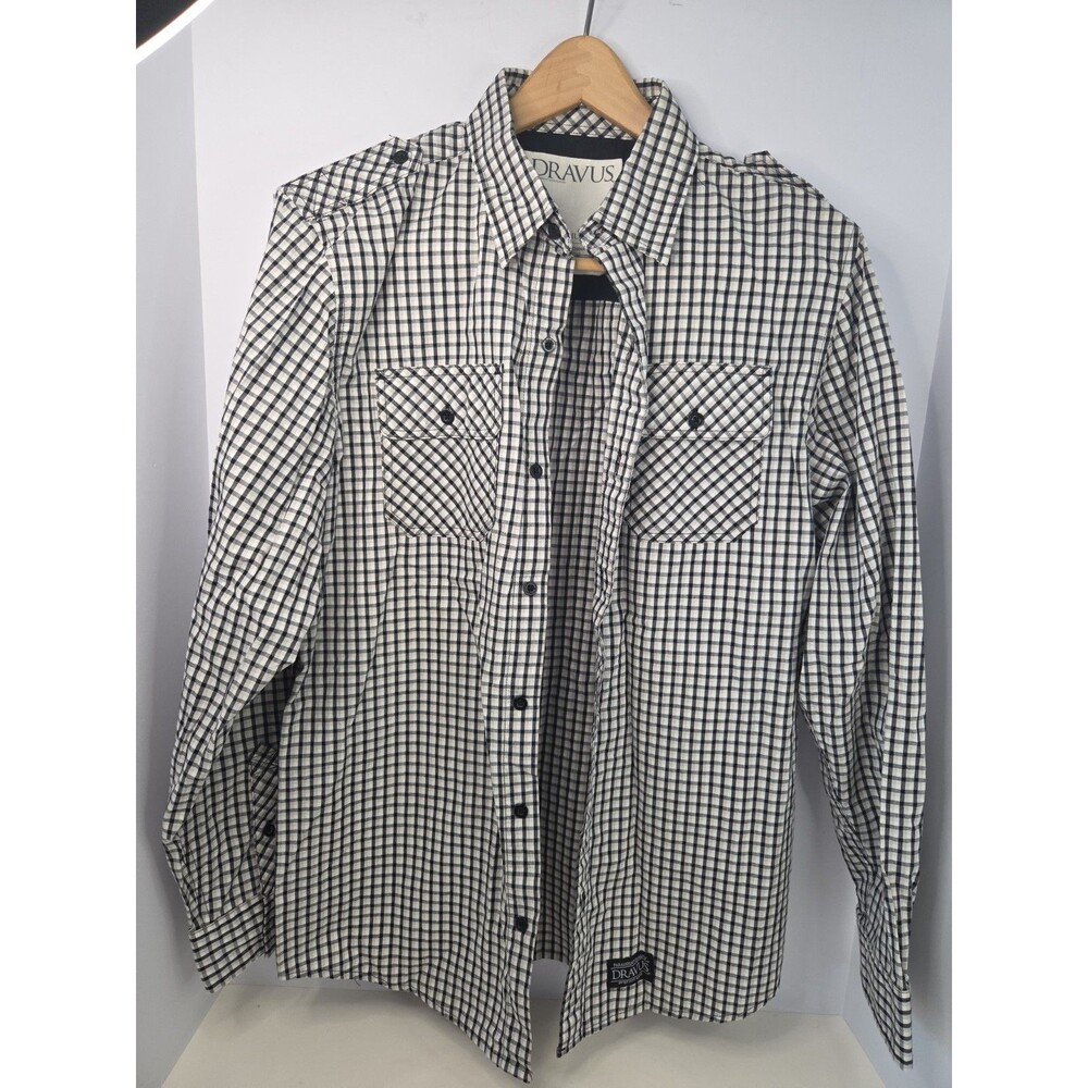 Men's Lot Os Size M Dravus 100% Cotton Button Up Shirts 2 Long 2 Short Sleeve